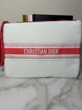 Dior White & Coral Cosmetic Pouch